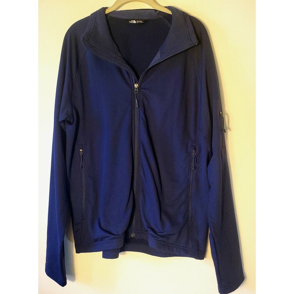 The North Face Full Zip Jacket Men Size Large Navy Blue Lightweight Logo EUC